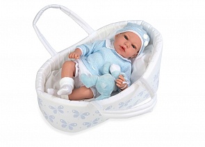 Пупс из серии Arias Elegance 38 см. в люльке-переноске, с мягким телом, соской и звуковыми эффектами (Arias, Т16357)